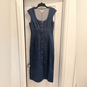 Madewell Size 4 Sleeveless Blue Benton Button Front Denim Jean Dress Scoop Neck